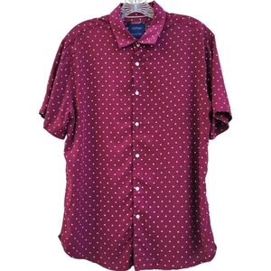 Cactus Man | Ricky Singh | Short Sleeve Button Maroon w/ White Polka Dots Medium
